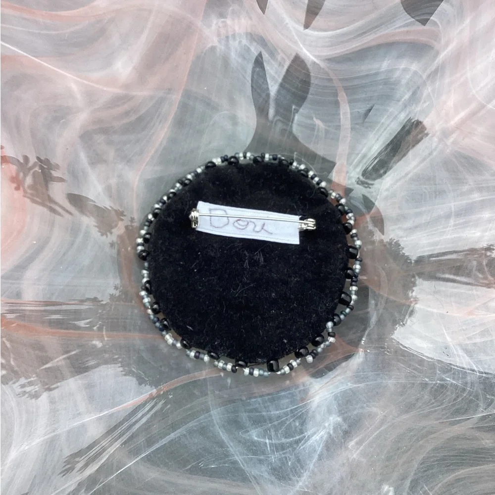 Boutique: Abstract black and white spiral pin brooch - Picture 3 of 3